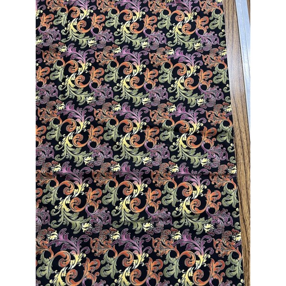 Spring/Summer/Fall Fabric - 43" X 1yd 32" - Black W/ Purple/Orange/Green Swirls - Picture 2 of 5